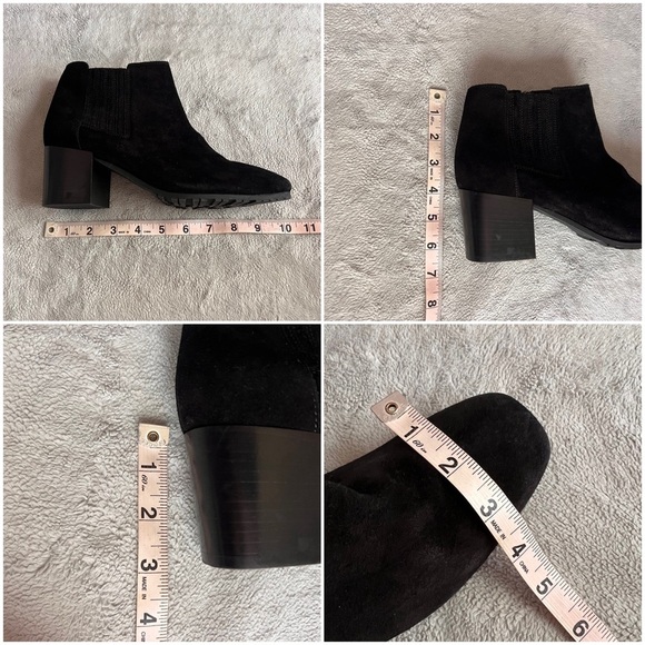 Aquatalia Charlotte Weatherproof Suede Leather Block Heel Ankle Boot Black 7.5 - Picture 15 of 15